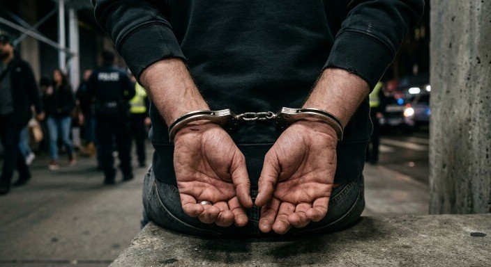 persona esposada y detenida en México